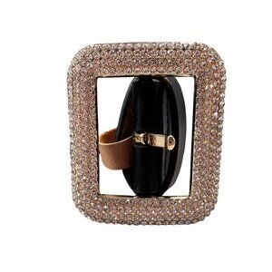 Statement Rhinestone Belt Square Buckle Women Black